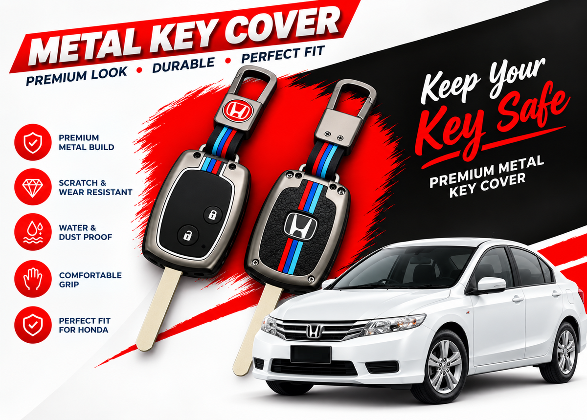 Metal Key Cover for Honda City 2009 to 2021
