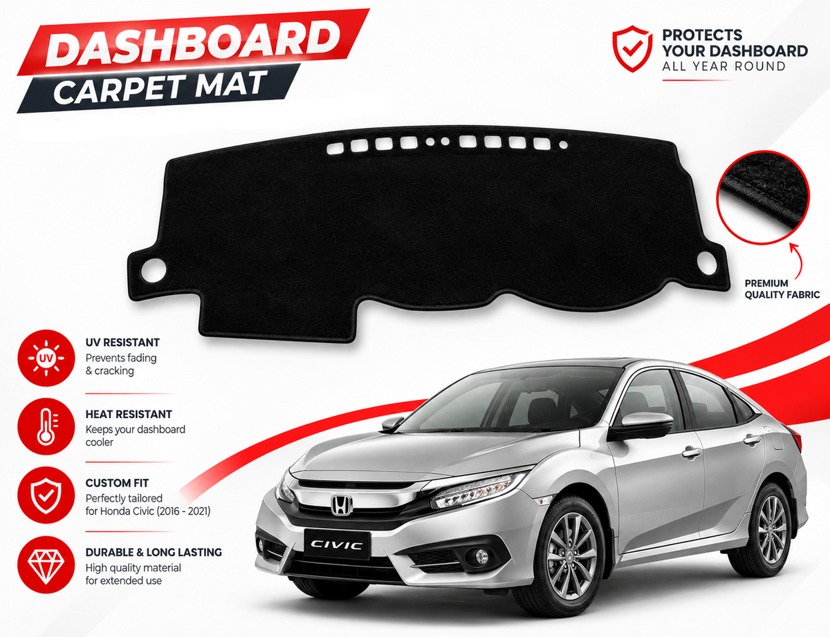 Dashboard Carpet Mats for Honda Civic 2016 to 2021