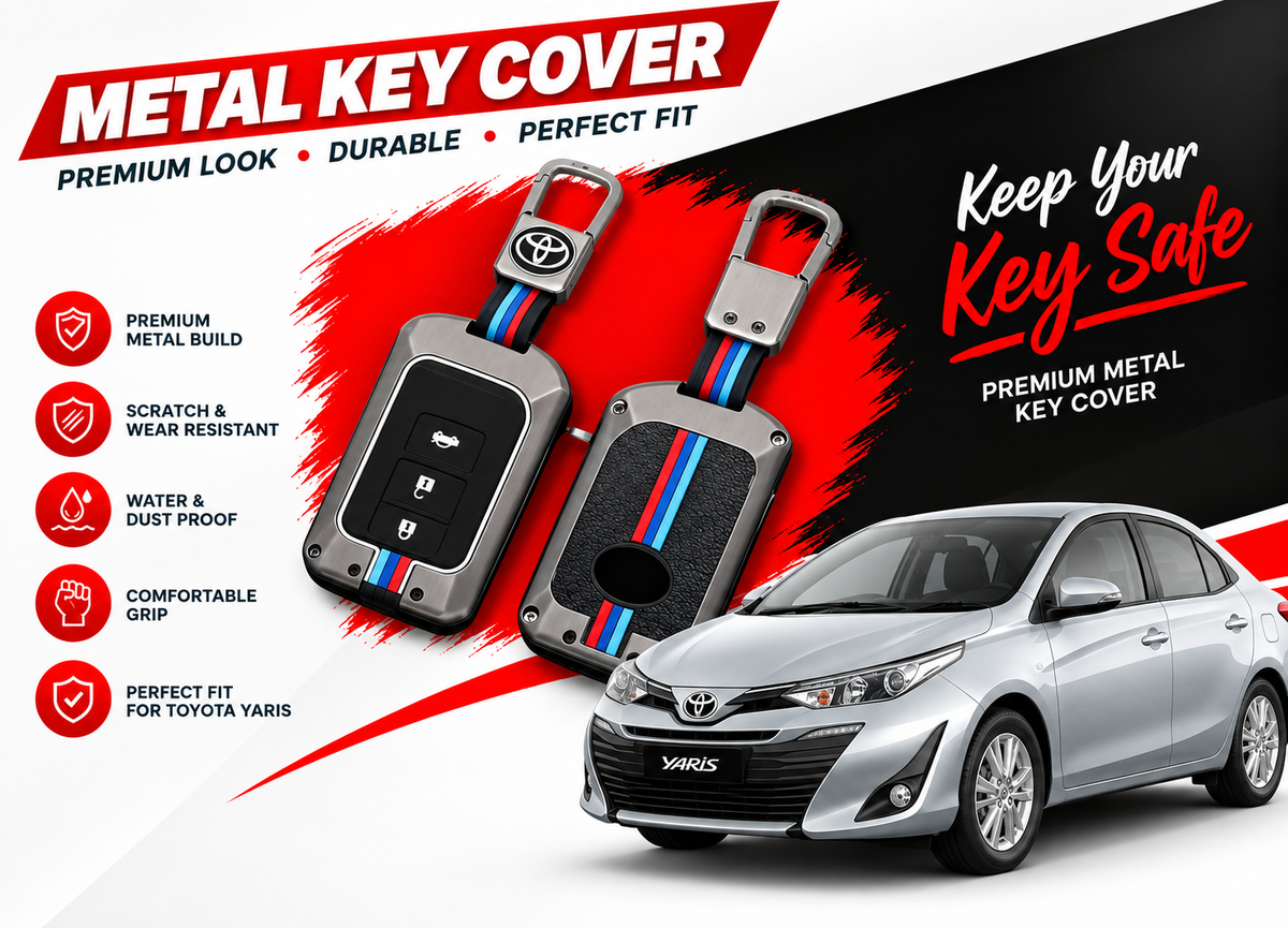 Metal Key Cover for Toyota Yaris 2018 to 2026