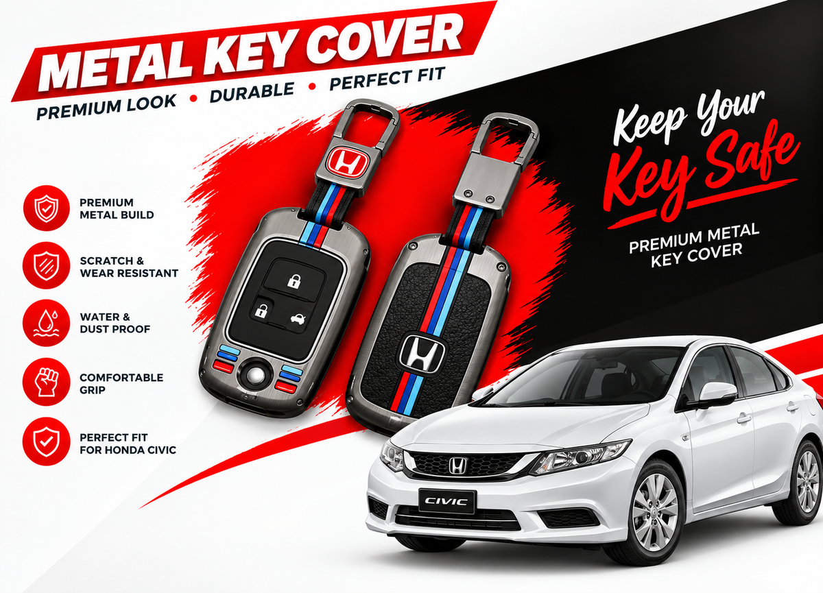 Metal Key Cover for Honda Civic 2012 to 2015