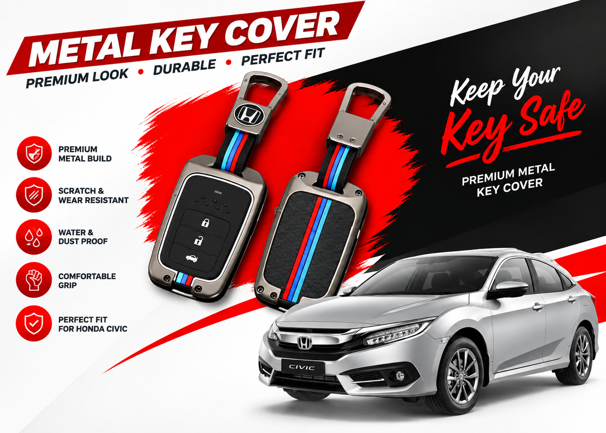 Metal Key Cover for Honda Civic 2016 to 2021
