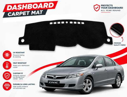 Dashboard Carpet Mats for Honda Civic 2006 to 2011